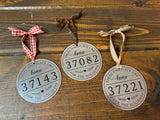 Galvanized Custom Zip Code Christmas Ornament