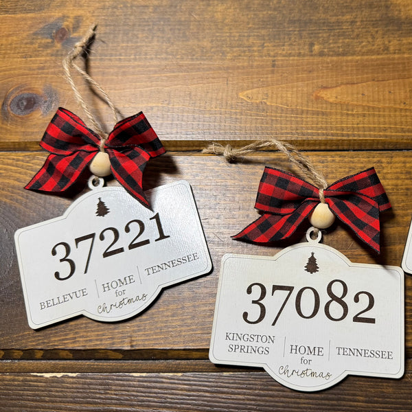 Zip Code Christmas Ornament