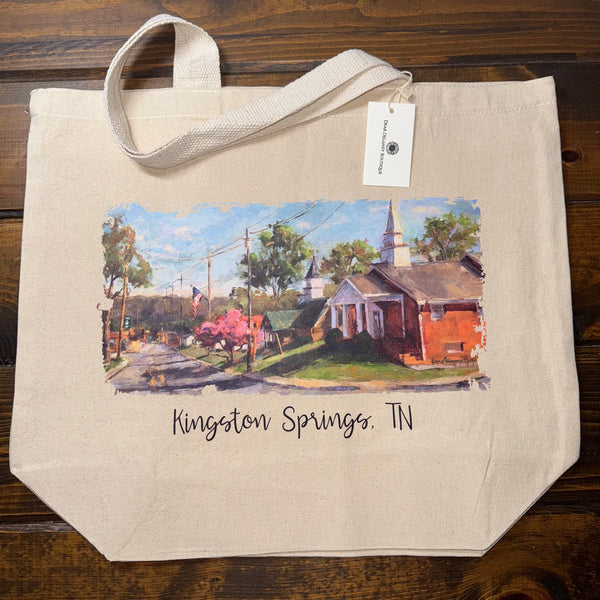 Kingston Springs Main Street Painting Tote Bag- Large