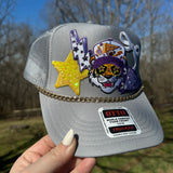 LSU Trucker Hat with Patches and Chains