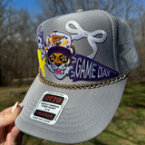 LSU Trucker Hat with Patches and Chains