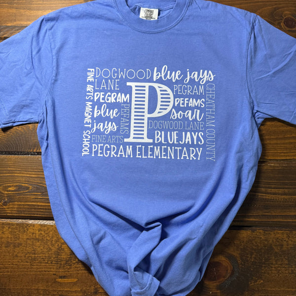 Pegram Bluejays Word Art Tee