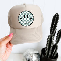 Checkered Smile Trucker Hat(Multiple Colors)