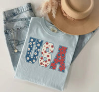 Floral USA Tee
